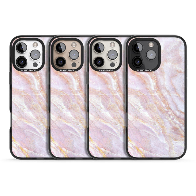 iPhone 16 Pro Max Soft Pink & Yellow Onyx Marble Black Impact Phone Case