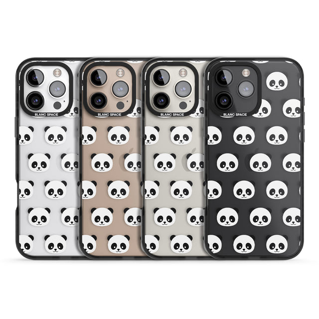 iPhone 16 Pro Max Panda Face Pattern Black Impact Phone Case