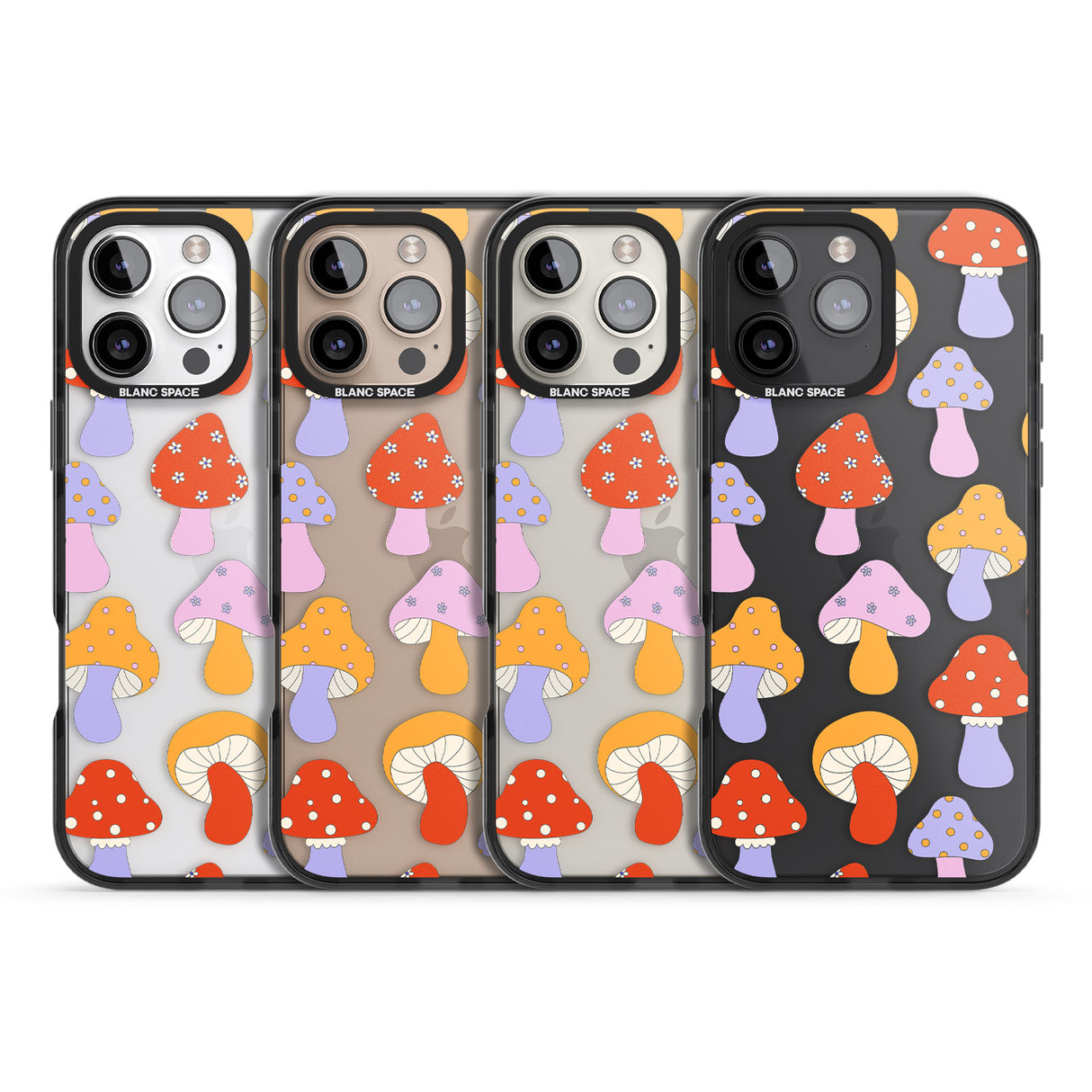 iPhone 16 Pro Max Happy Shrooms Black Impact Phone Case