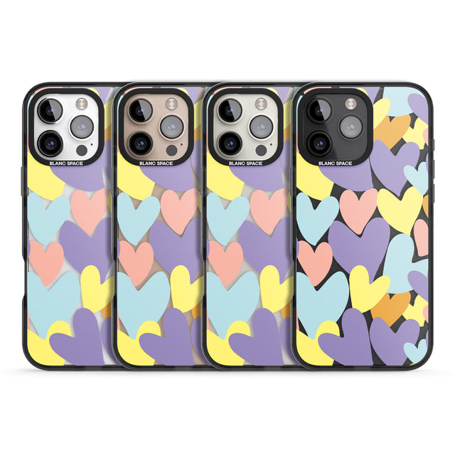 iPhone 16 Pro Max Pastel Hearts Black Impact Phone Case