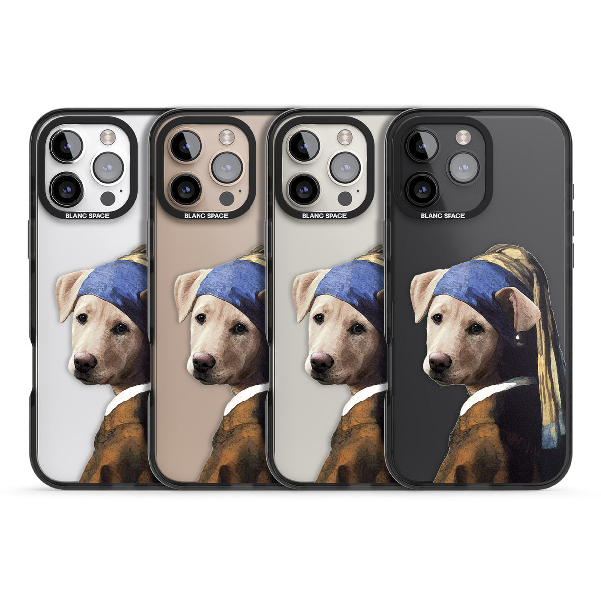 iPhone 16 Pro Max Doggo with a Pearl Earring Black Impact Phone Case