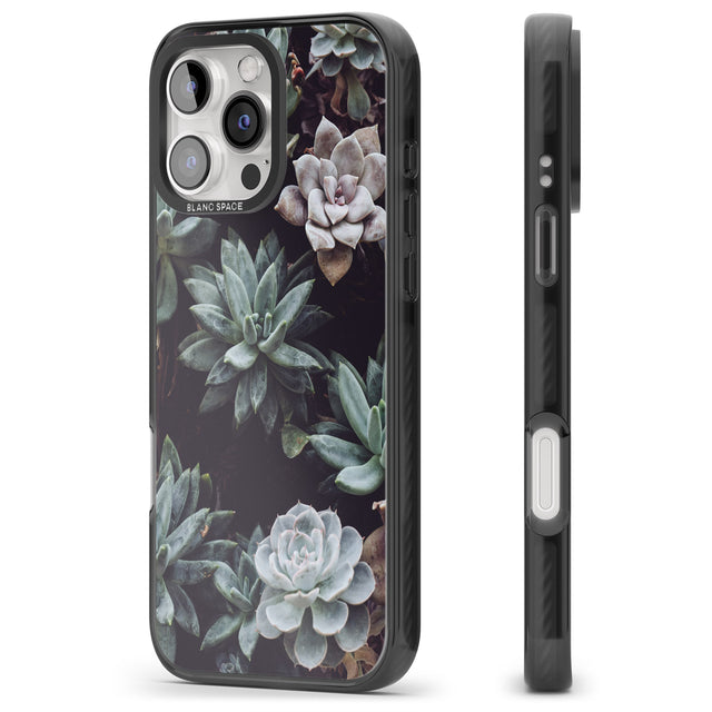 iPhone 16 Pro Max Mixed Succulents - Real Botanical Photographs Black Impact Phone Case