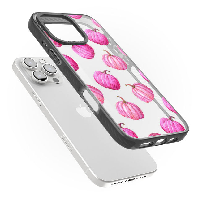 Pink Pumpkins Black Impact Phone Case for iPhone 16 Pro, iPhone 16 Pro Max