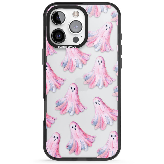 Pink Ghosts Black Impact Phone Case for iPhone 16 Pro, iPhone 16 Pro Max