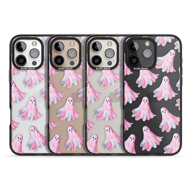 Pink Ghosts Black Impact Phone Case for iPhone 16 Pro, iPhone 16 Pro Max