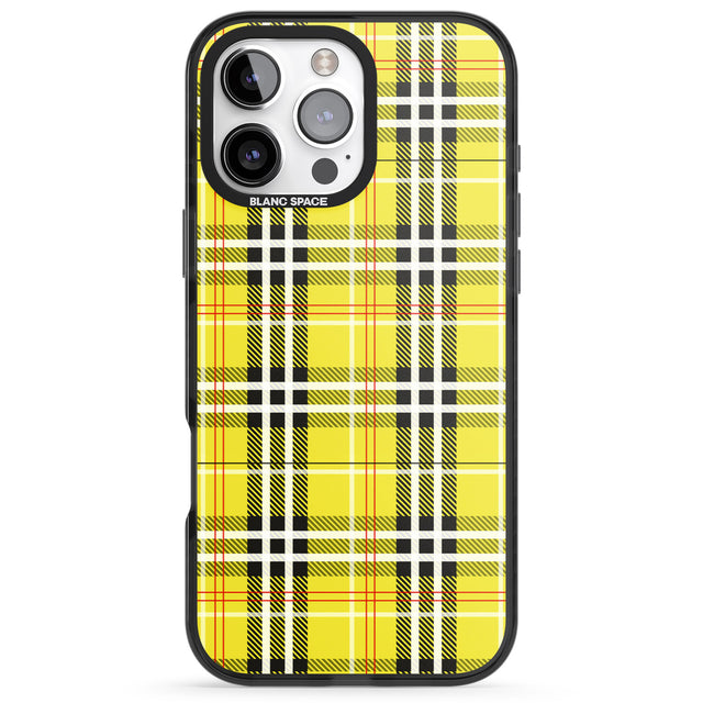 iPhone 16 Pro Max Yellow Plaid Black Impact Phone Case