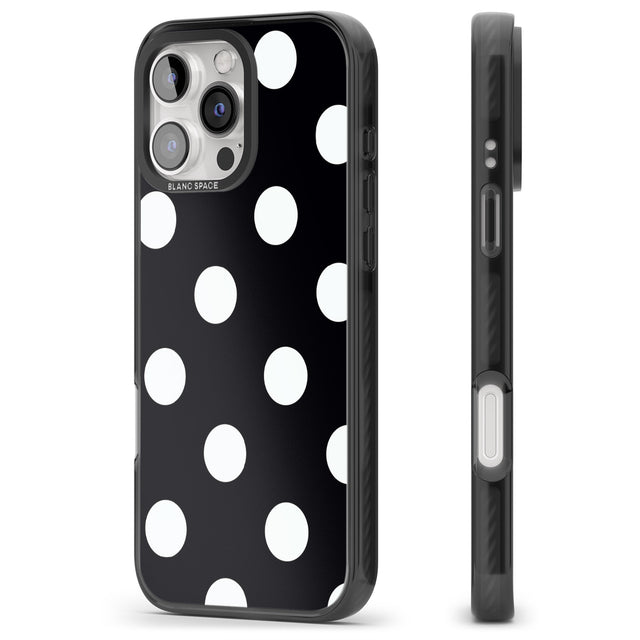 iPhone 16 Pro Max Chic Black Polka Dot Black Impact Phone Case