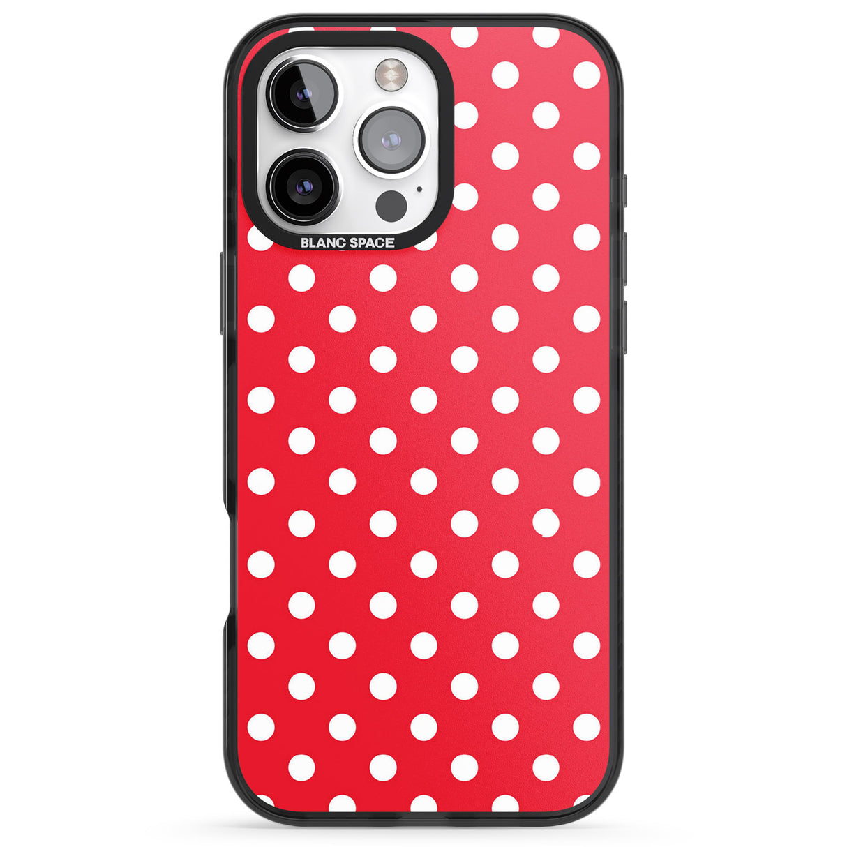 iPhone 16 Pro Max Designer Lava Red Polka Dot Black Impact Phone Case