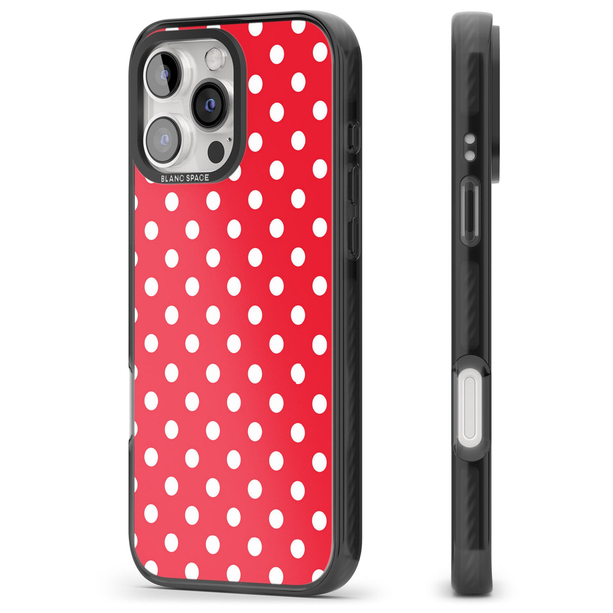 iPhone 16 Pro Max Designer Lava Red Polka Dot Black Impact Phone Case