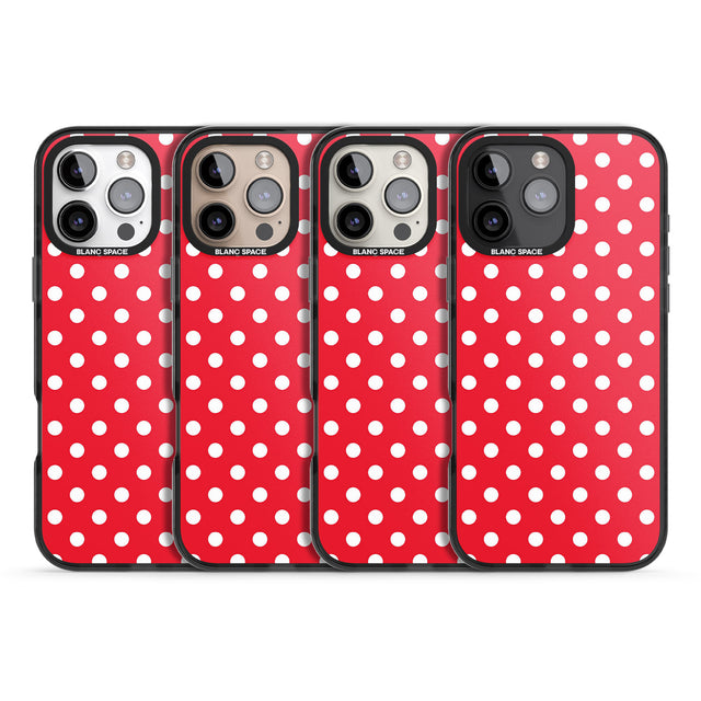 iPhone 16 Pro Max Designer Lava Red Polka Dot Black Impact Phone Case