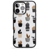 iPhone 16 Pro Max Large Mixed Plants Pattern - Clear Black Impact Phone Case