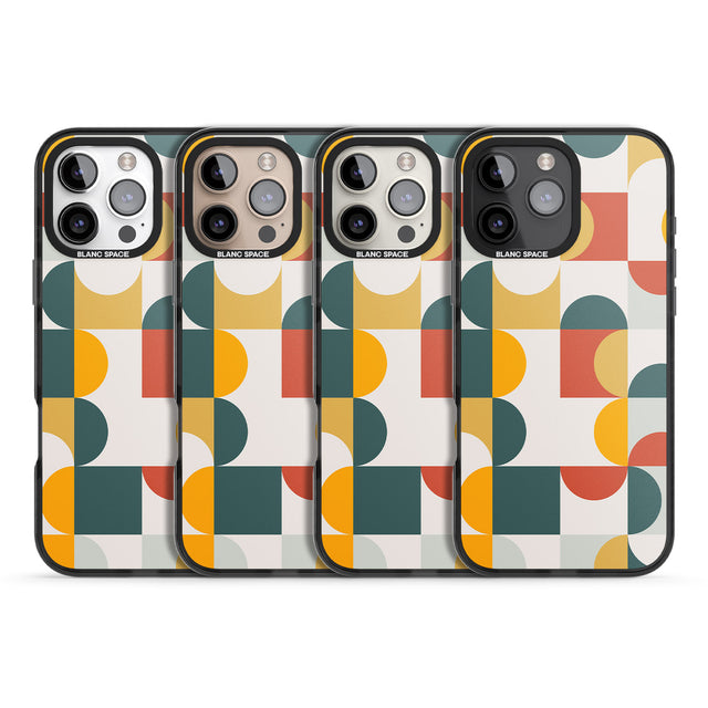 iPhone 16 Pro Max Abstract Retro Shapes: Muted Colour Mix Black Impact Phone Case