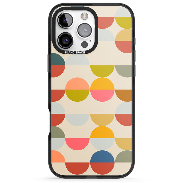 iPhone 16 Pro Max Abstract Retro Shapes: Colourful Circles Black Impact Phone Case