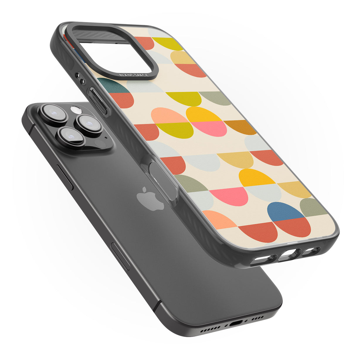 iPhone 16 Pro Max Abstract Retro Shapes: Colourful Circles Black Impact Phone Case