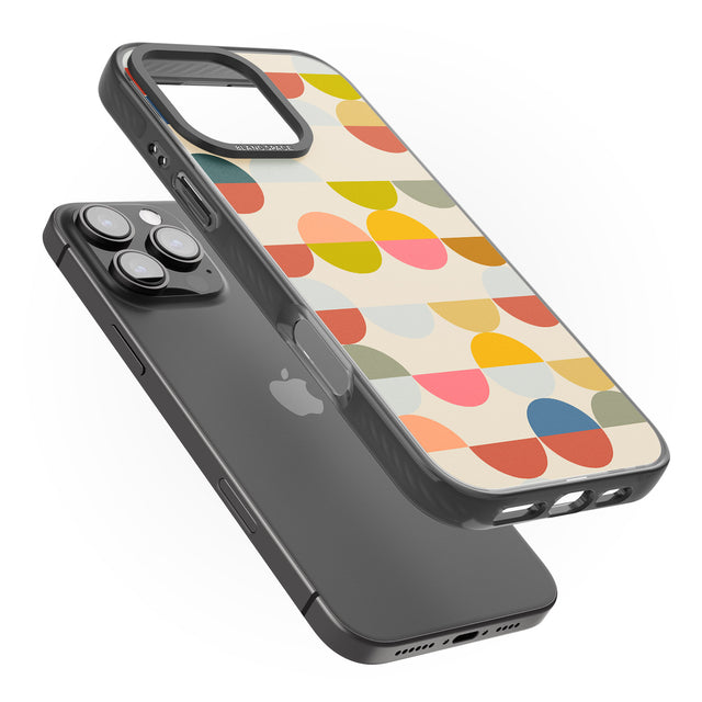 iPhone 16 Pro Max Abstract Retro Shapes: Colourful Circles Black Impact Phone Case