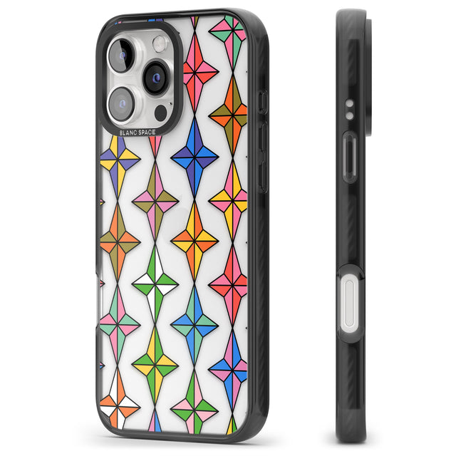 iPhone 16 Pro Max Multi Colour Stars Pattern Black Impact Phone Case