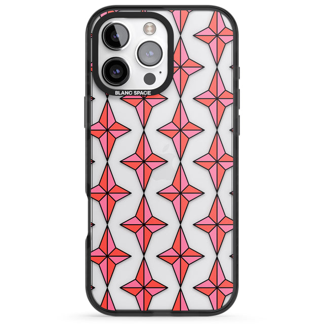 iPhone 16 Pro Max Rose Stars Pattern (Clear) Black Impact Phone Case