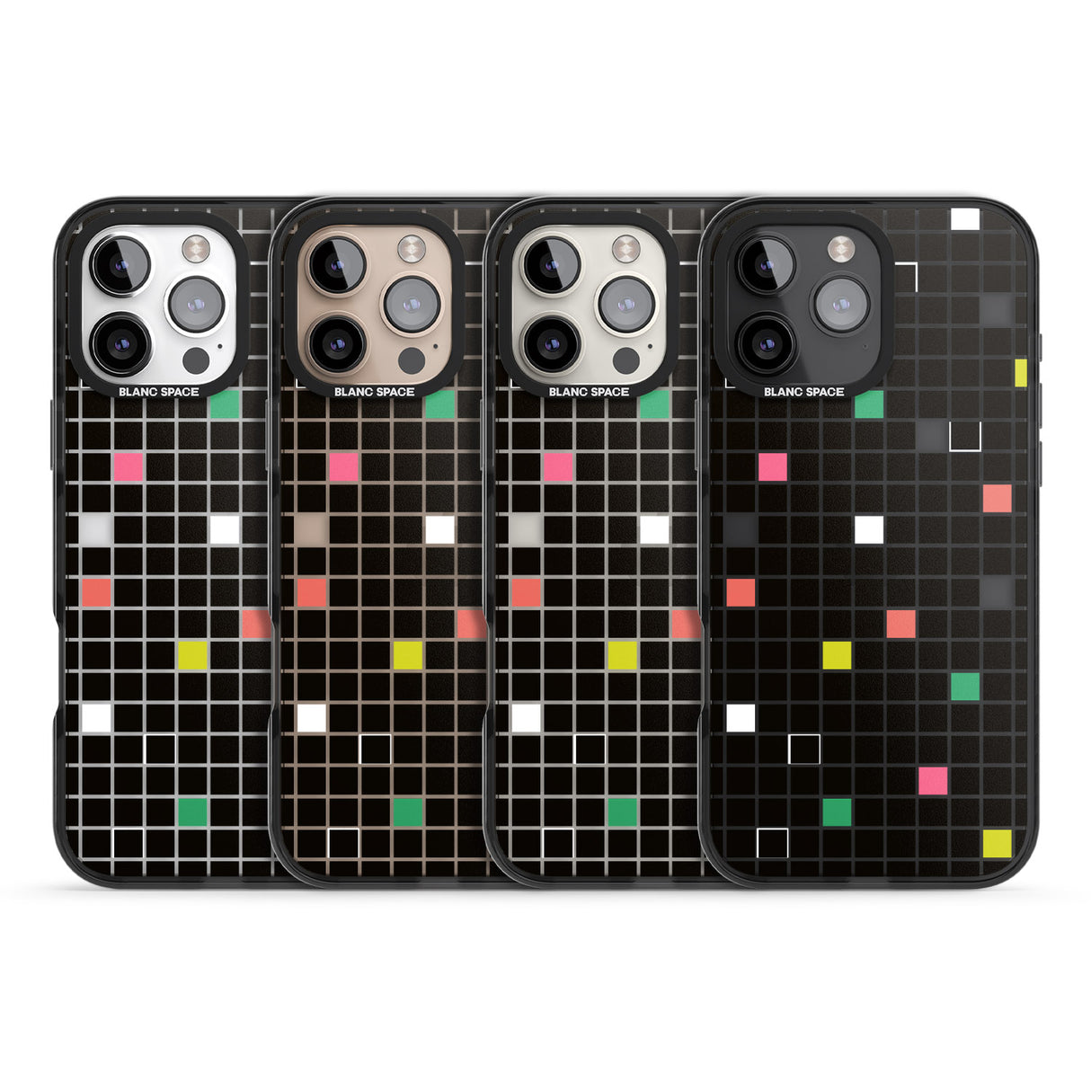 iPhone 16 Pro Max Vibrant Black Geometric Grid Black Impact Phone Case