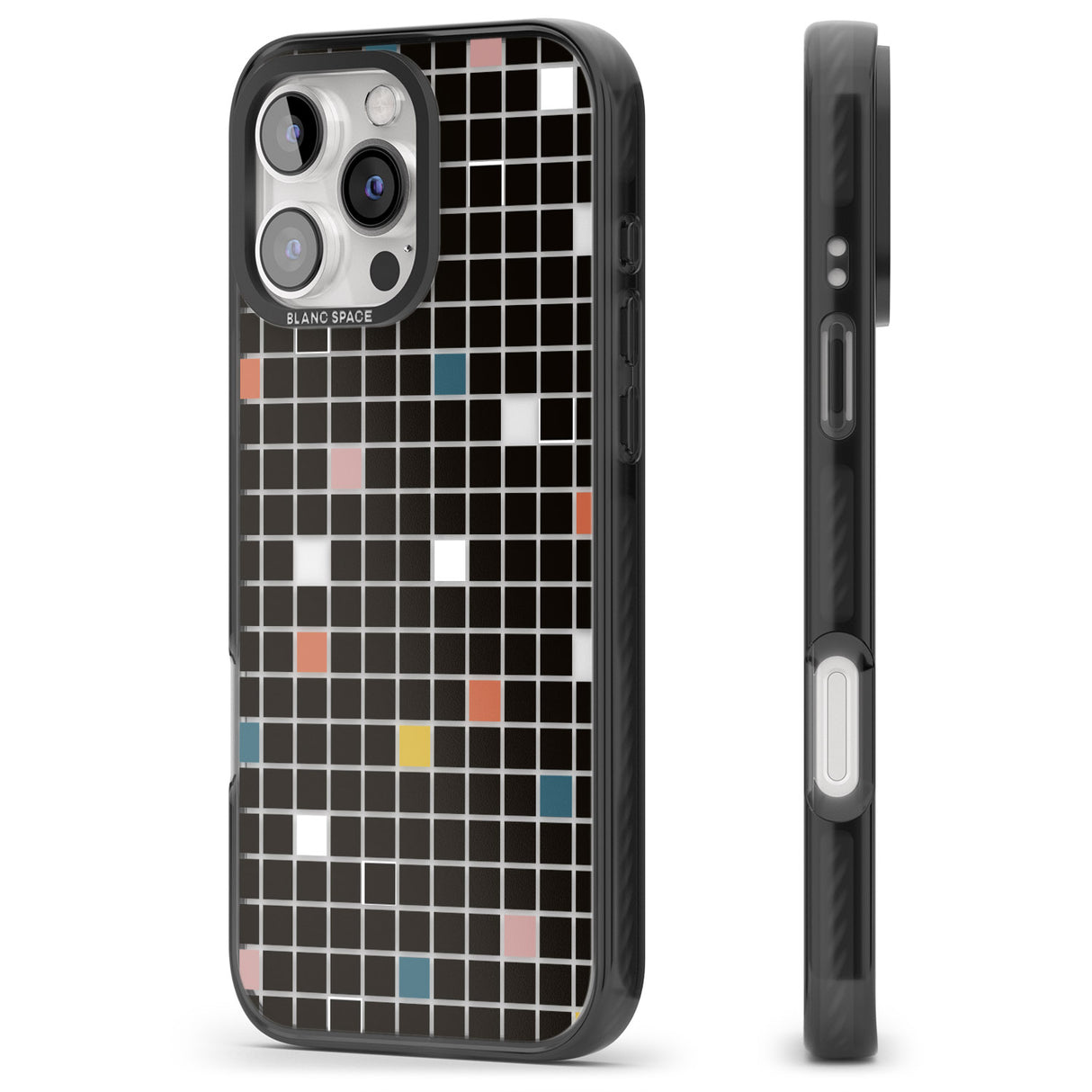 iPhone 16 Pro Max Earthtone Black Geometric Grid Black Impact Phone Case