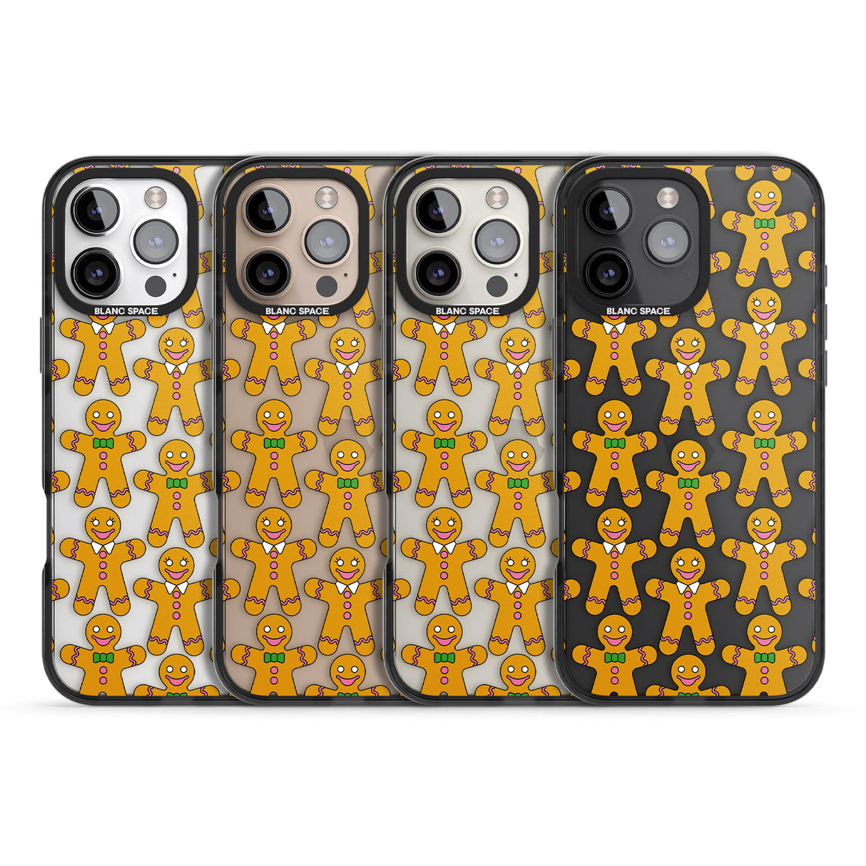 iPhone 16 Pro Max Gingerbread Cookie Pattern Black Impact Phone Case