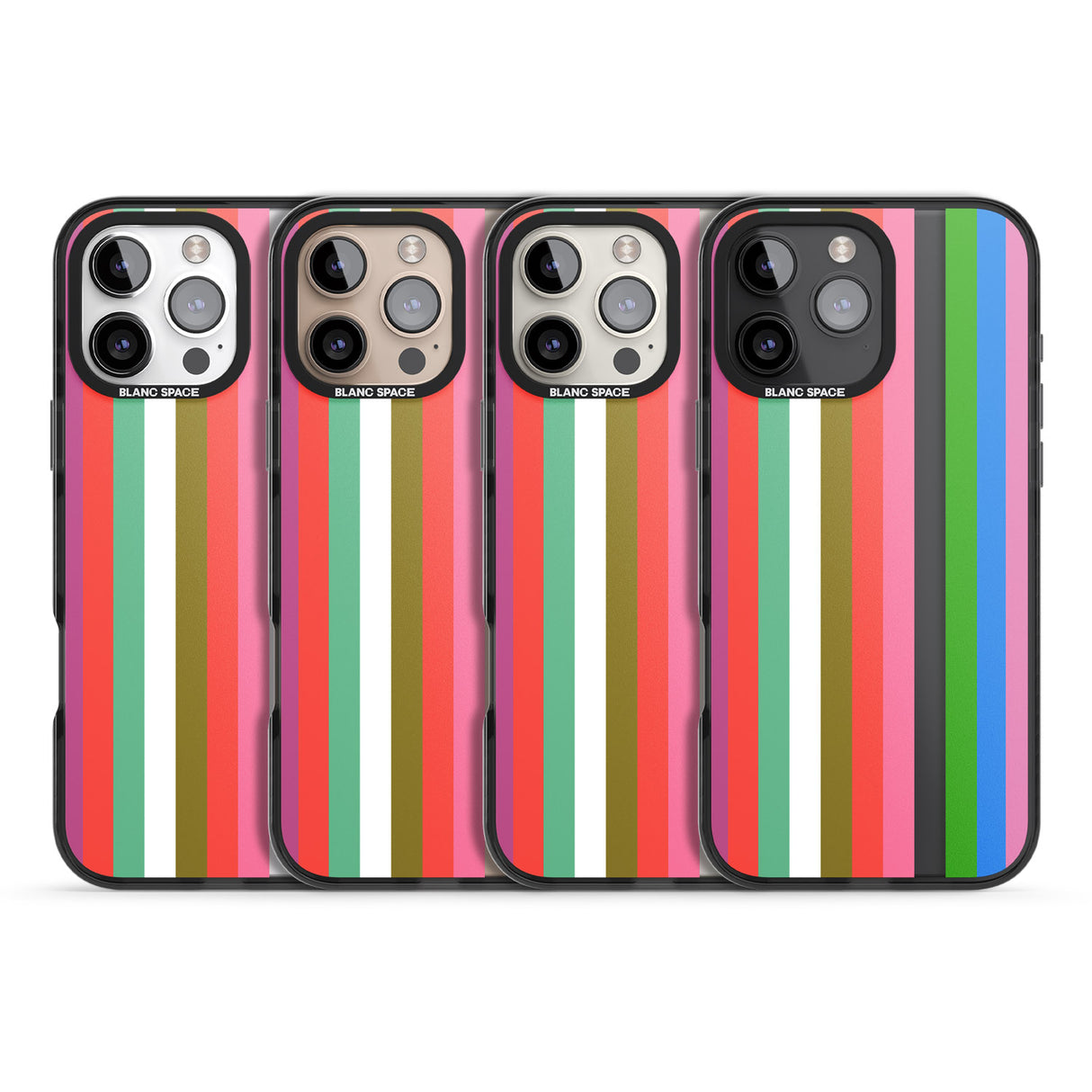 iPhone 16 Pro Max Vibrant Stripes Black Impact Phone Case