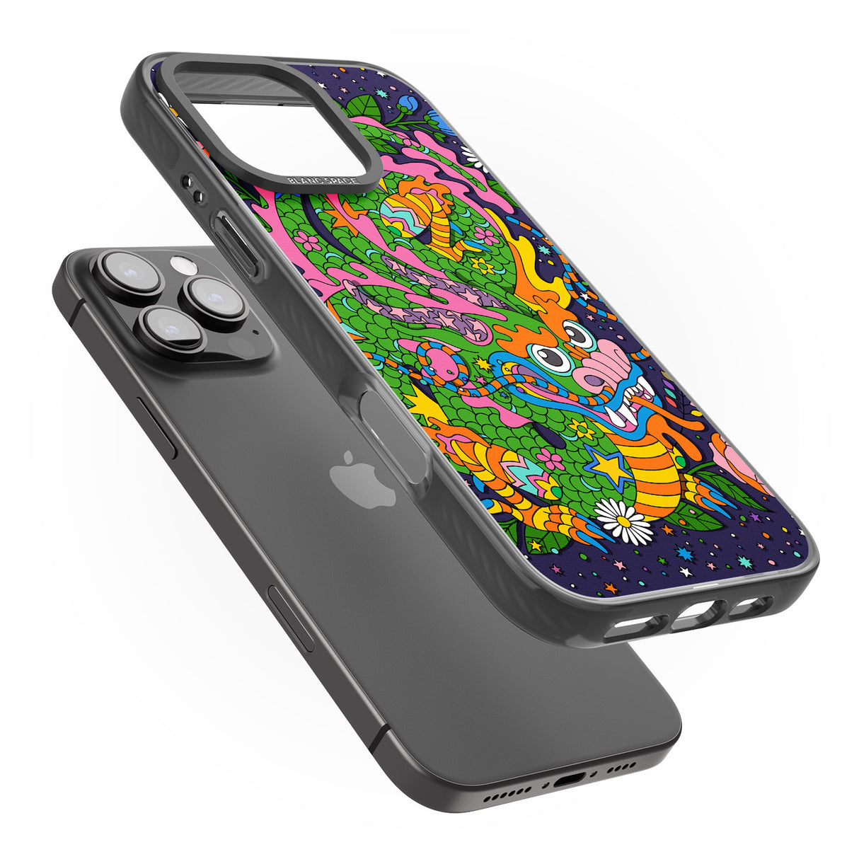 iPhone 16 Pro Max Psychedelic Jungle Dragon (Purple) Black Impact Phone Case