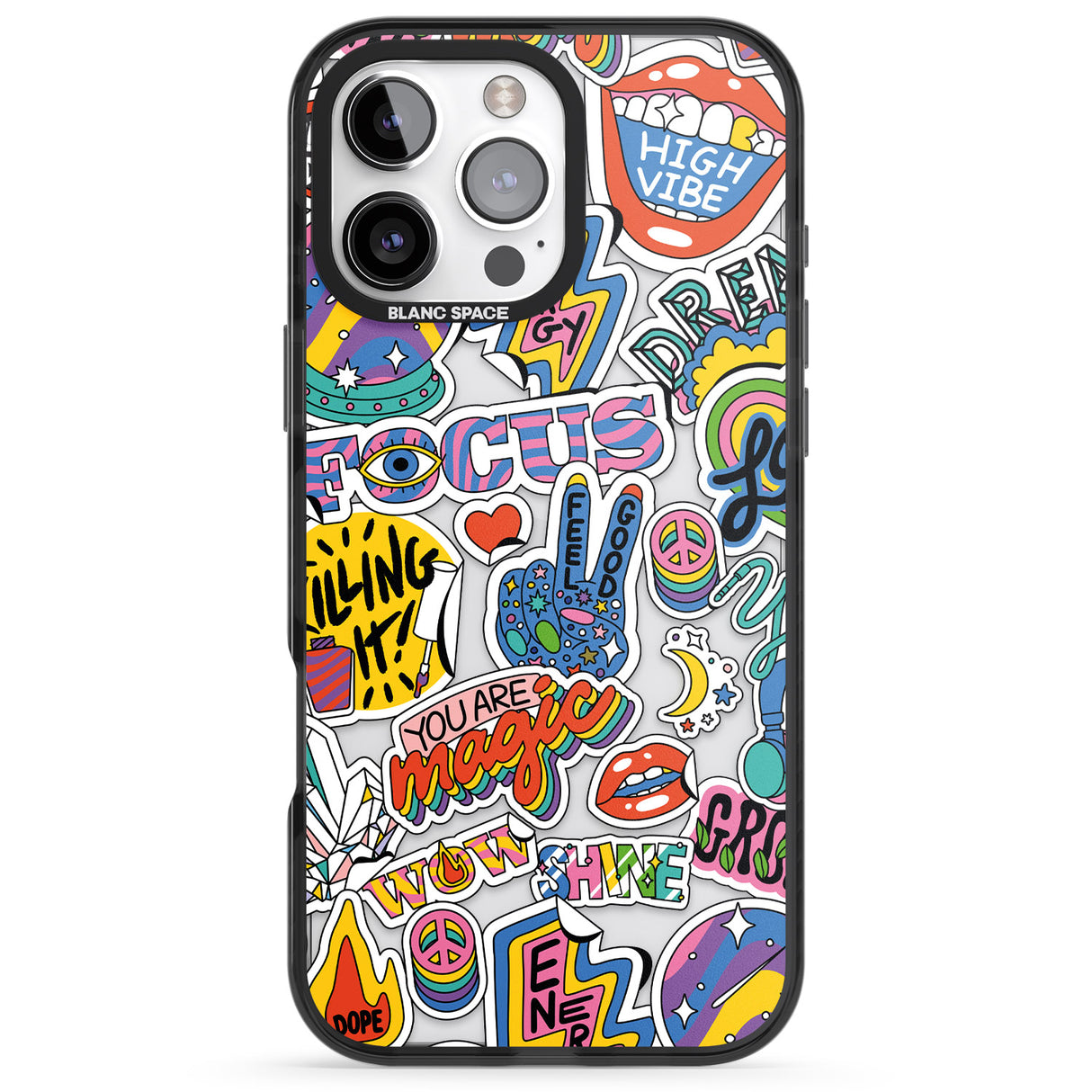 iPhone 16 Pro Max Magic Sticker Collage Black Impact Phone Case