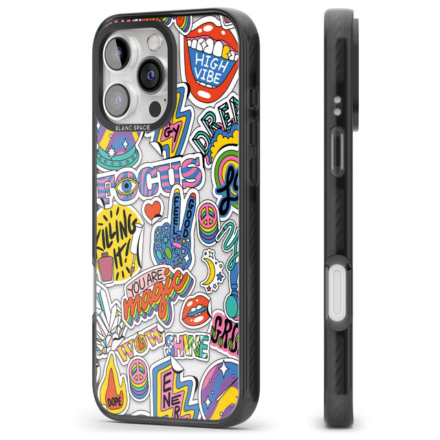 iPhone 16 Pro Max Magic Sticker Collage Black Impact Phone Case