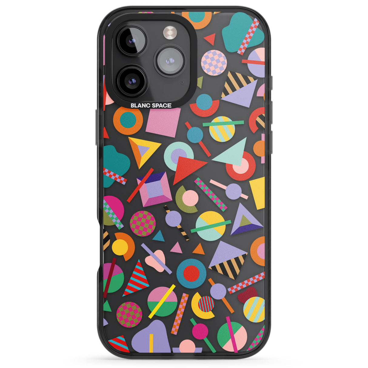 iPhone 16 Pro Max Retro Carnival Shapes Black Impact Phone Case