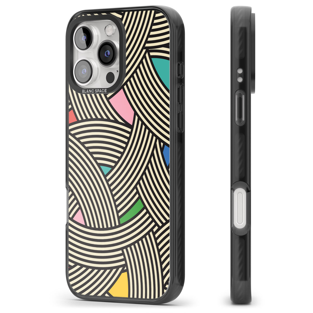 iPhone 16 Pro Max Multicolour Optic Waves Black Impact Phone Case