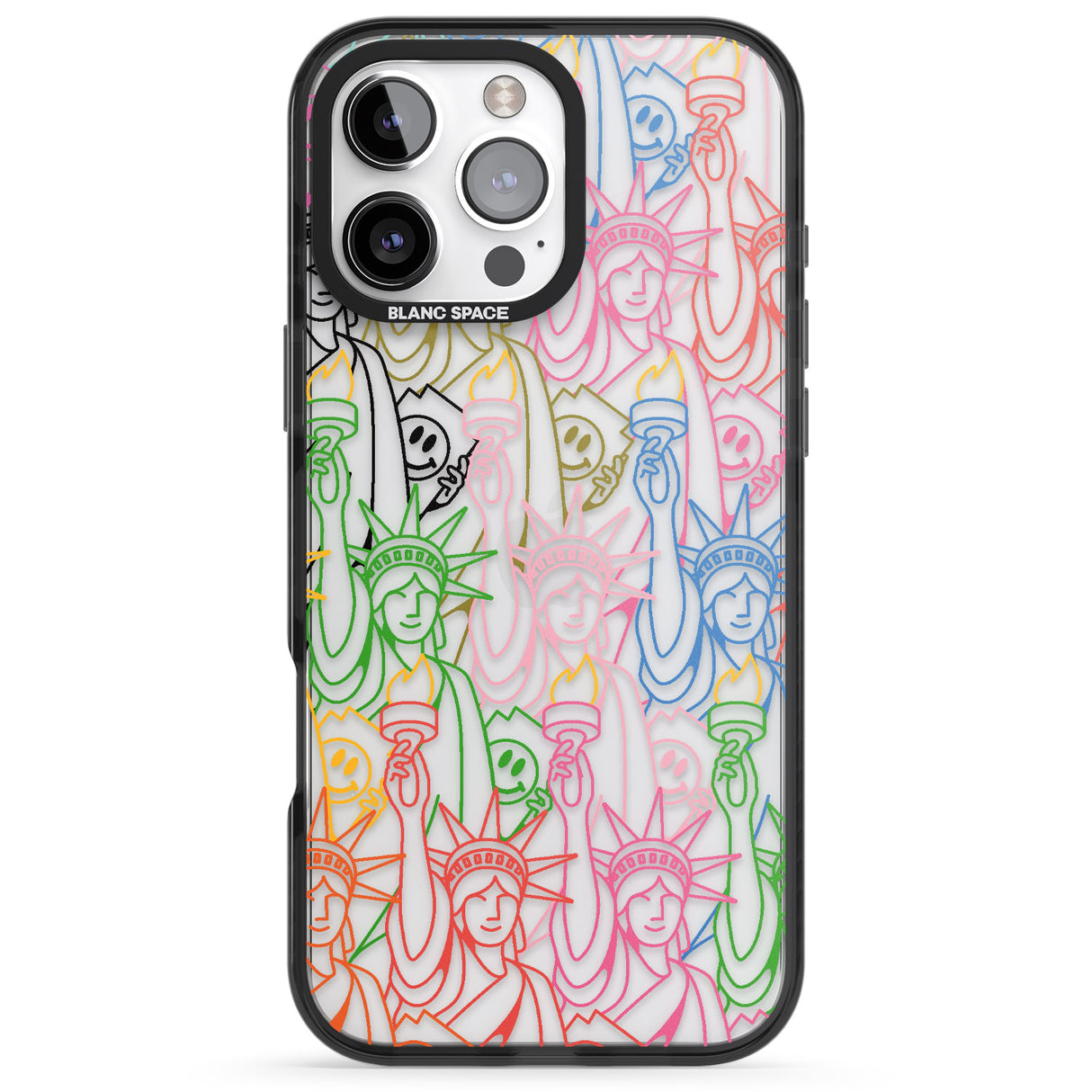 iPhone 16 Pro Max Multicolour Liberty Line Pattern Black Impact Phone Case