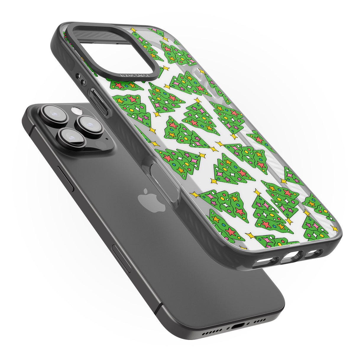 iPhone 16 Pro Max Christmas Tree Pattern Black Impact Phone Case