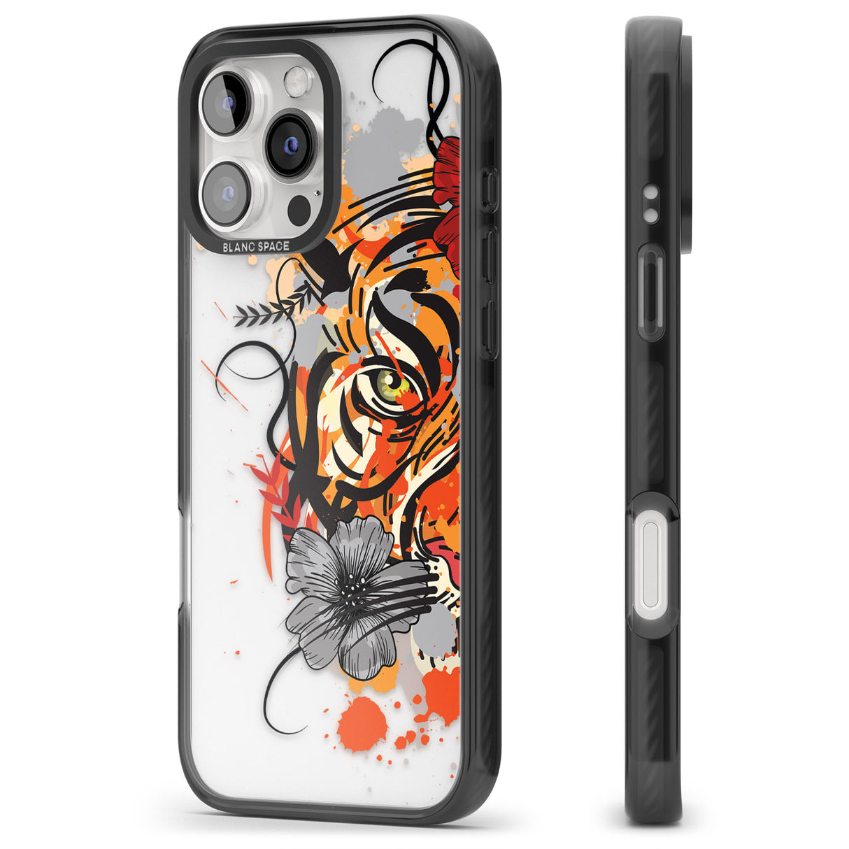 iPhone 16 Pro Max Sugar Skull Tiger Black Impact Phone Case