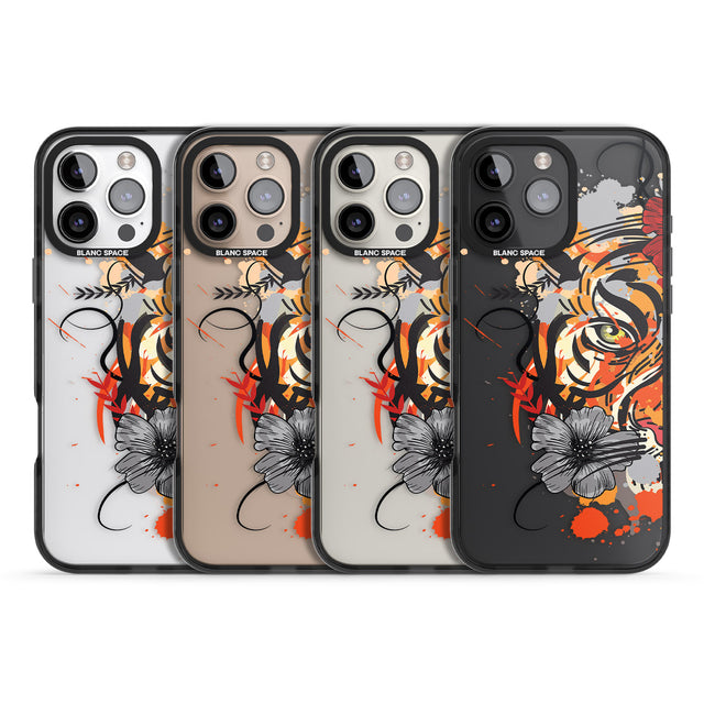 iPhone 16 Pro Max Sugar Skull Tiger Black Impact Phone Case