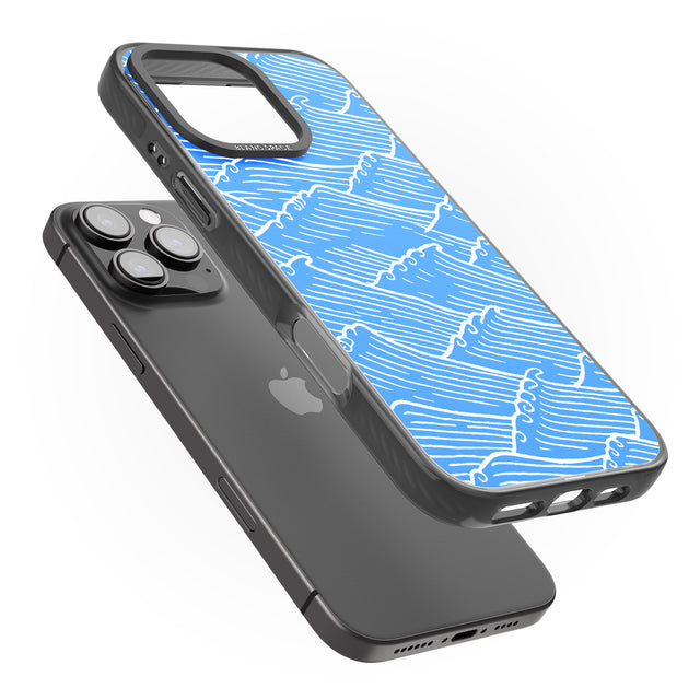 iPhone 16 Pro Max Waves Pattern Black Impact Phone Case