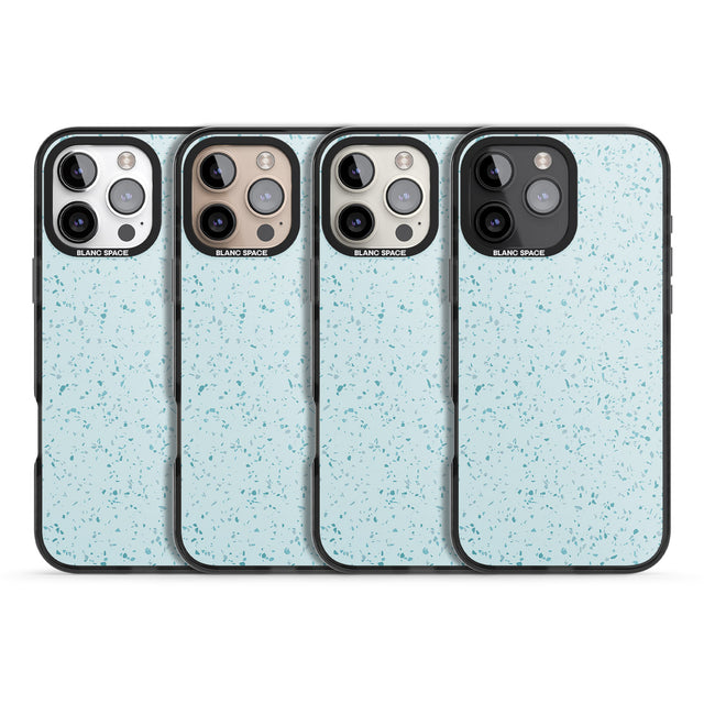 iPhone 16 Pro Max Light Blue Terrazzo Pattern Black Impact Phone Case