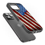 iPhone 16 Pro Max Distressed US Flag Black Impact Phone Case