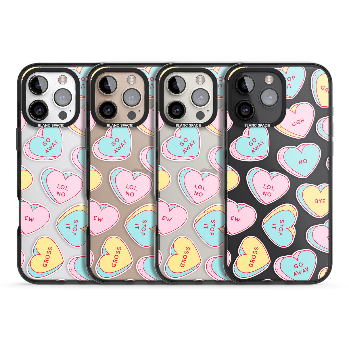 iPhone 16 Pro Max Sarcastic Love Hearts Black Impact Phone Case