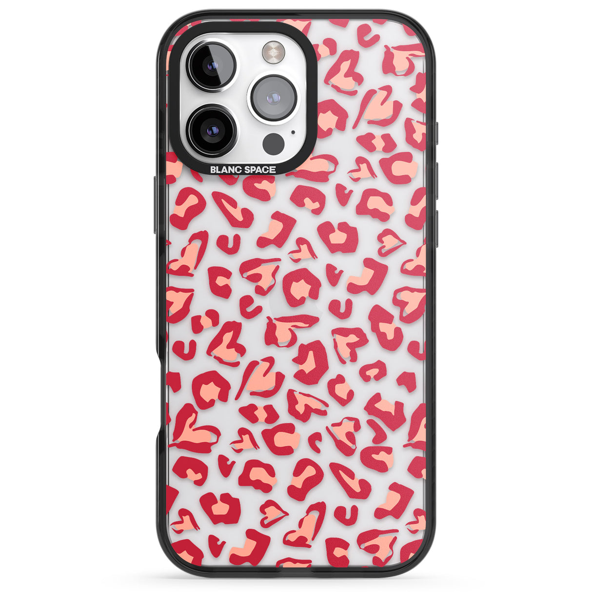 iPhone 16 Pro Max Heart Leopard Print Black Impact Phone Case