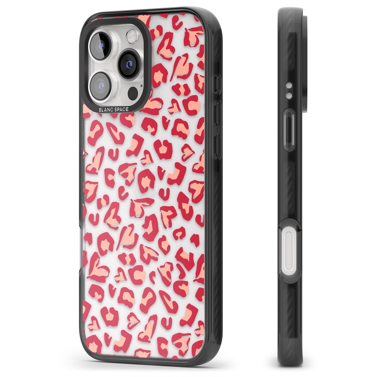 iPhone 16 Pro Max Heart Leopard Print Black Impact Phone Case