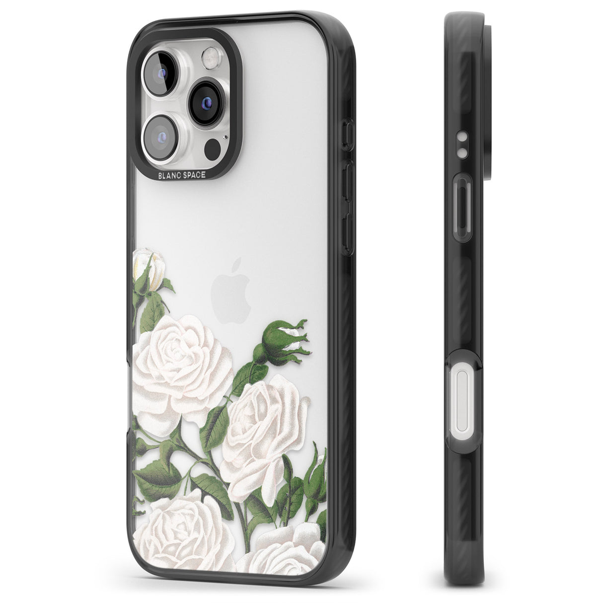 iPhone 16 Pro Max White Vintage Painted Flowers Clear Impact Phone Case + Magsafe