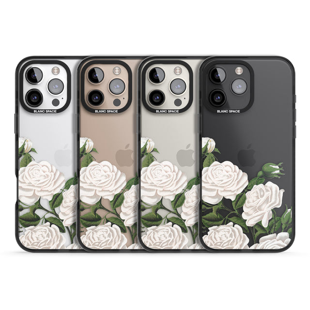 iPhone 16 Pro Max White Vintage Painted Flowers Clear Impact Phone Case + Magsafe