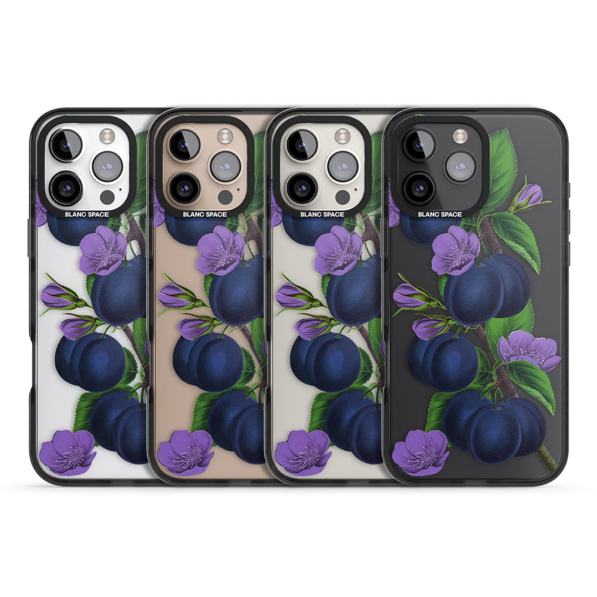 iPhone 16 Pro Max Vintage Painted Plums Black Impact Phone Case + Magsafe