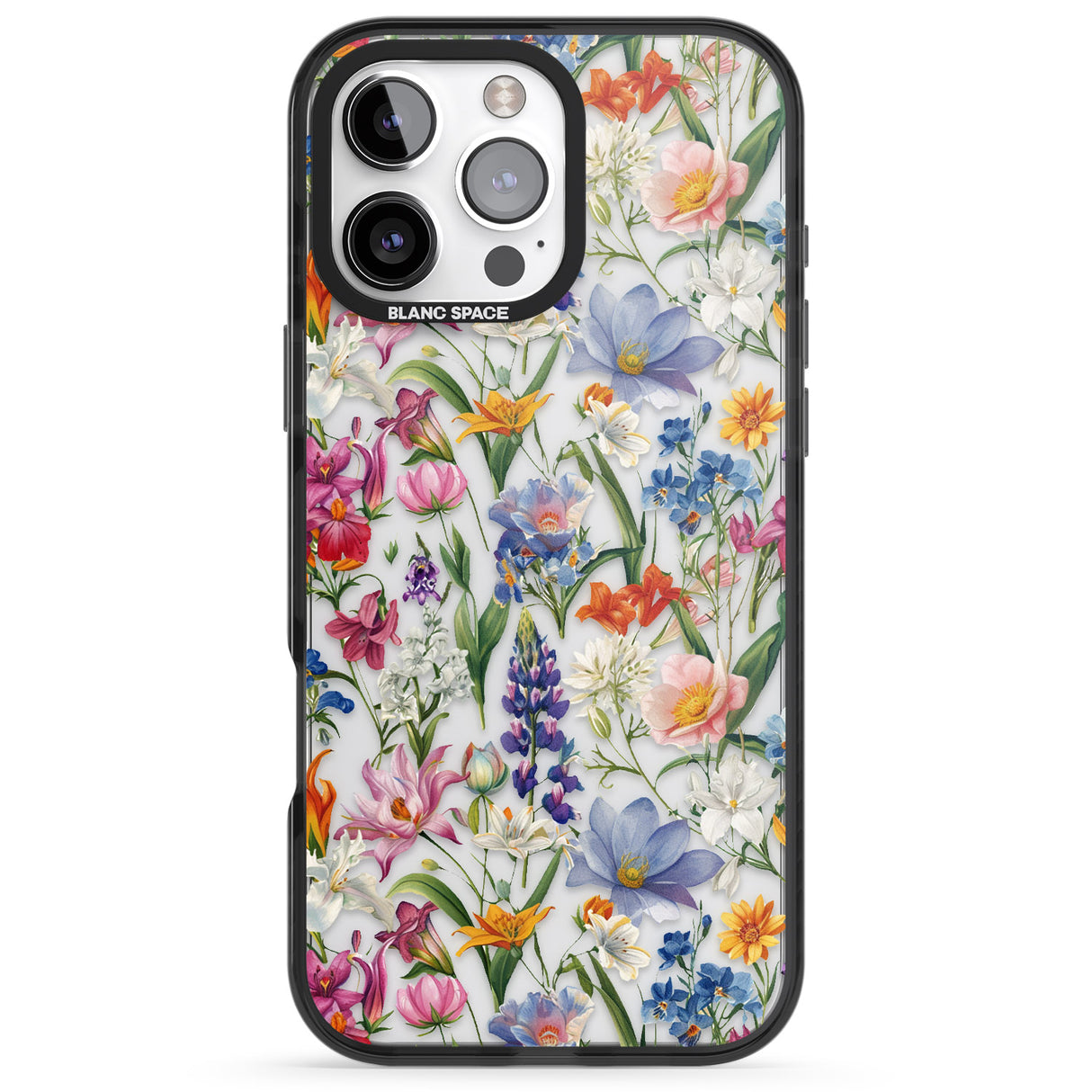 iPhone 16 Pro Max Vintage Wildflowers Black Impact Phone Case + Magsafe