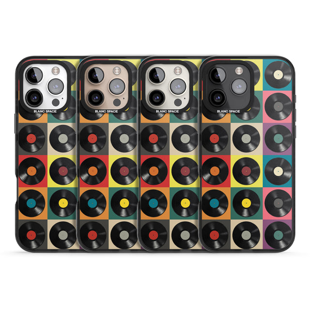 iPhone 16 Pro Max Vinyl Record Pattern Black Impact Phone Case