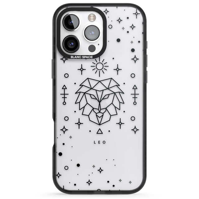 iPhone 16 Pro Max Leo Emblem - Transparent Design Black Impact Phone Case