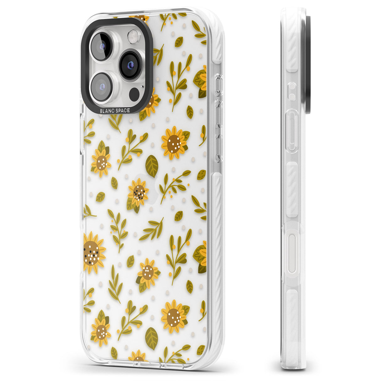 iPhone 16 Pro Max Sweet as Honey Patterns: Sunflowers (Clear) Black Impact Phone Case