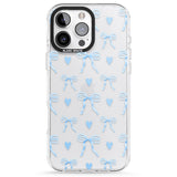 iPhone 16 Blue Bows & Hearts Clear Impact Phone Case