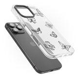 iPhone 16 Pro Max Grey Butterfly Line Pattern Black Impact Phone Case