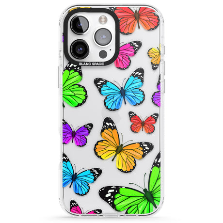 iPhone 16 Pro Max Vibrant Butterflies Black Impact Phone Case